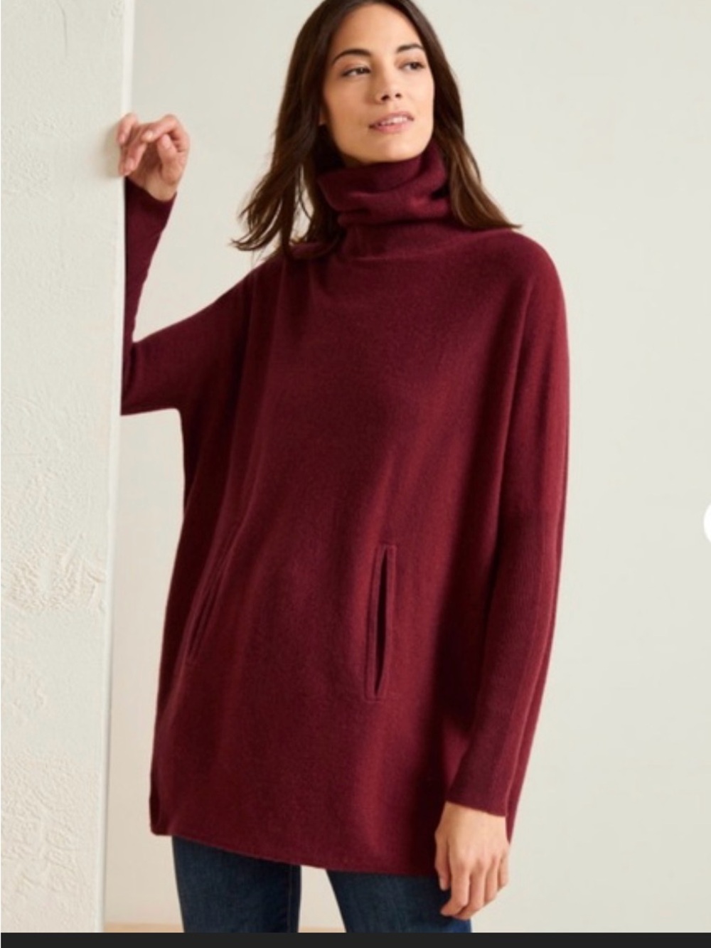 Garnet Hill Burgundy Turtleneck tunic sweater